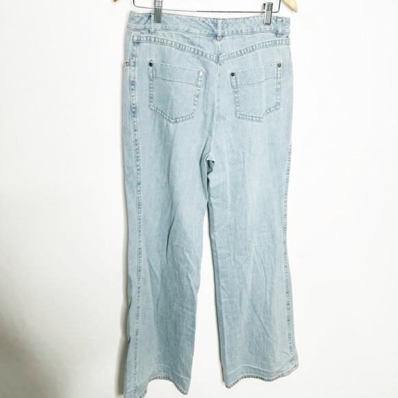 MICHAEL KORS COLLECTION Wide Leg Denim Jeans Light Blue Wash Italy Womens 8 - Picture 6 of 9